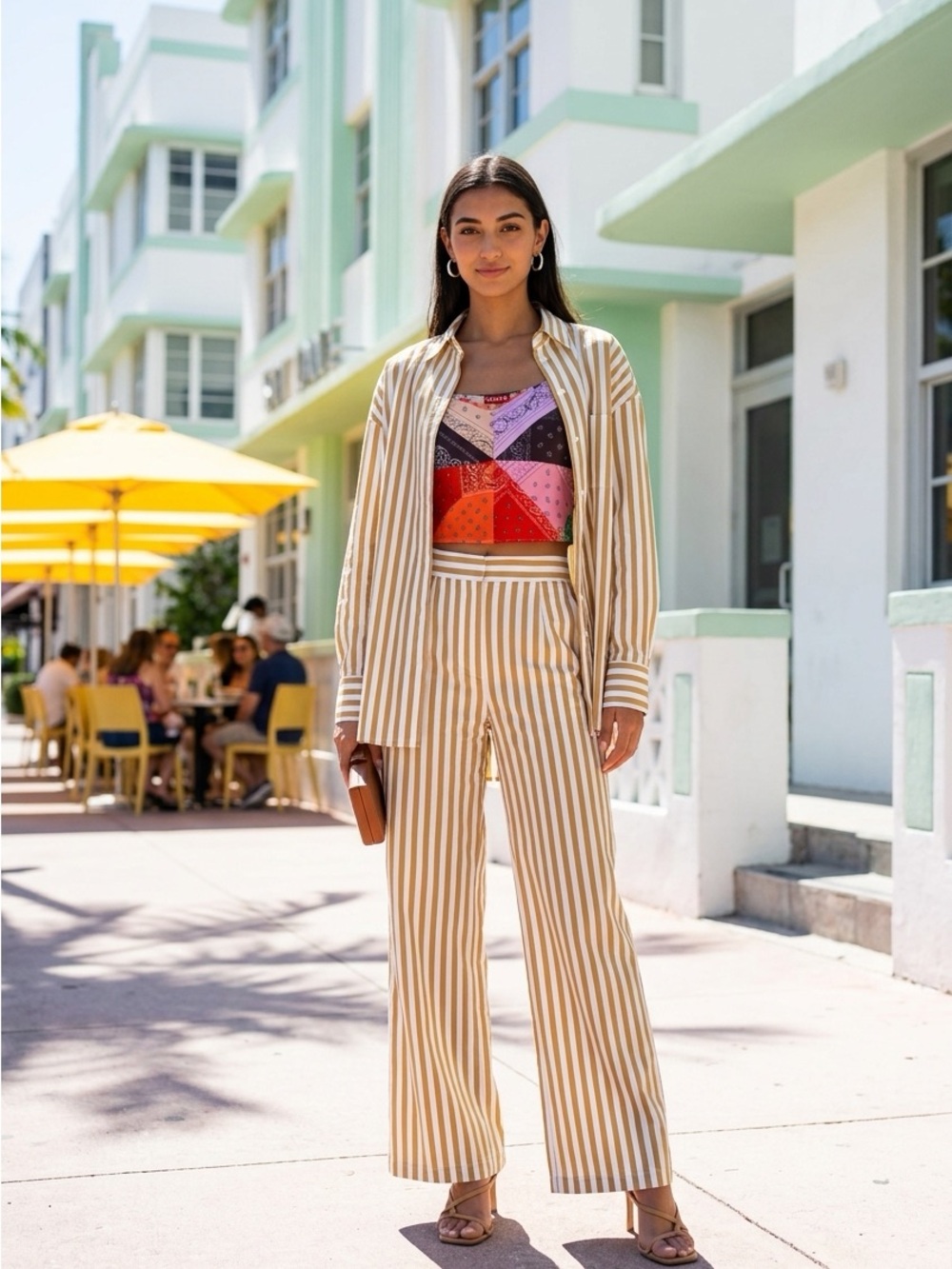 STAUD Striped button down shirt